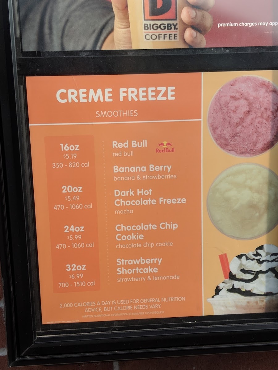 Biggby Coffee Photo Menu 1