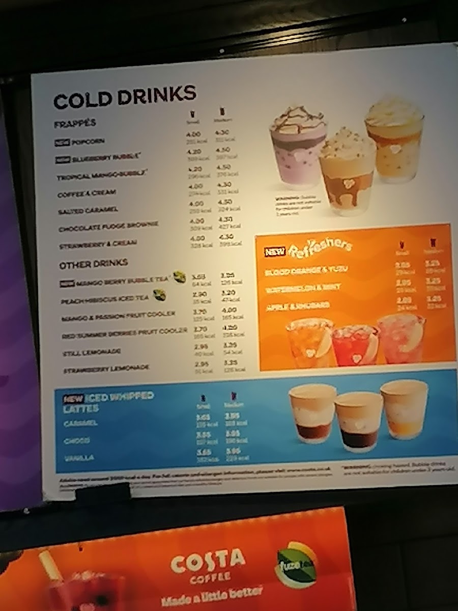 Costa Coffee Photo Menu 1