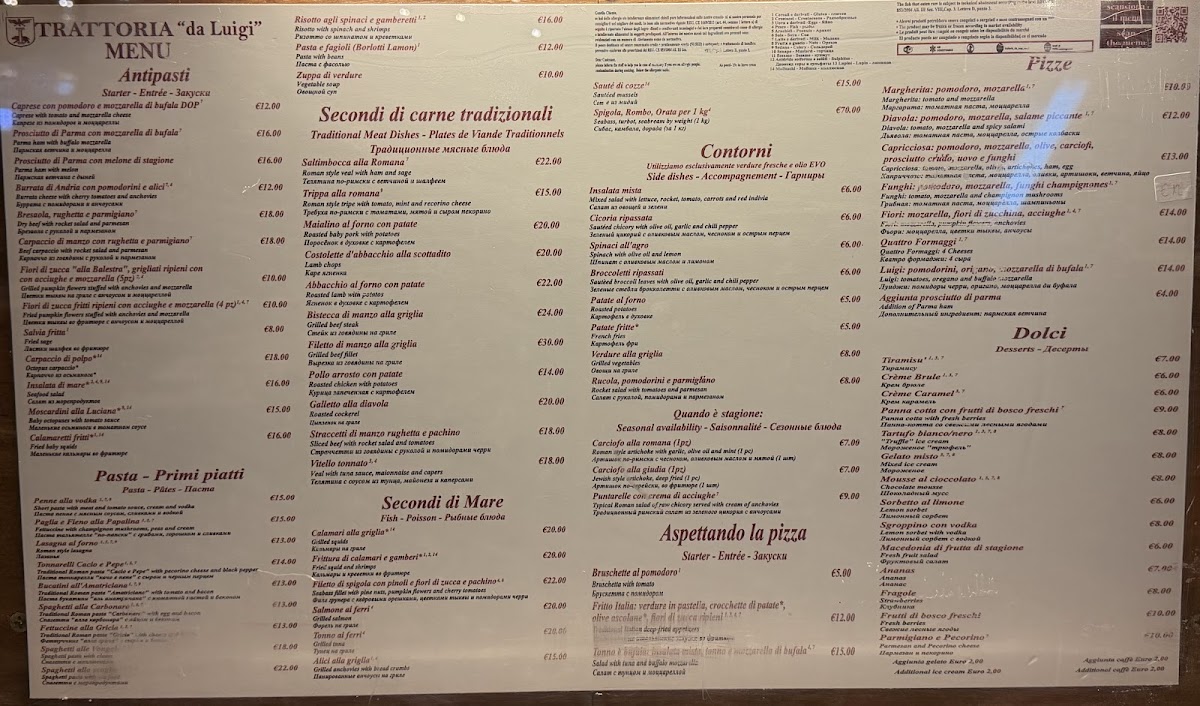 Trattoria Da Luigi Photo Menu 1