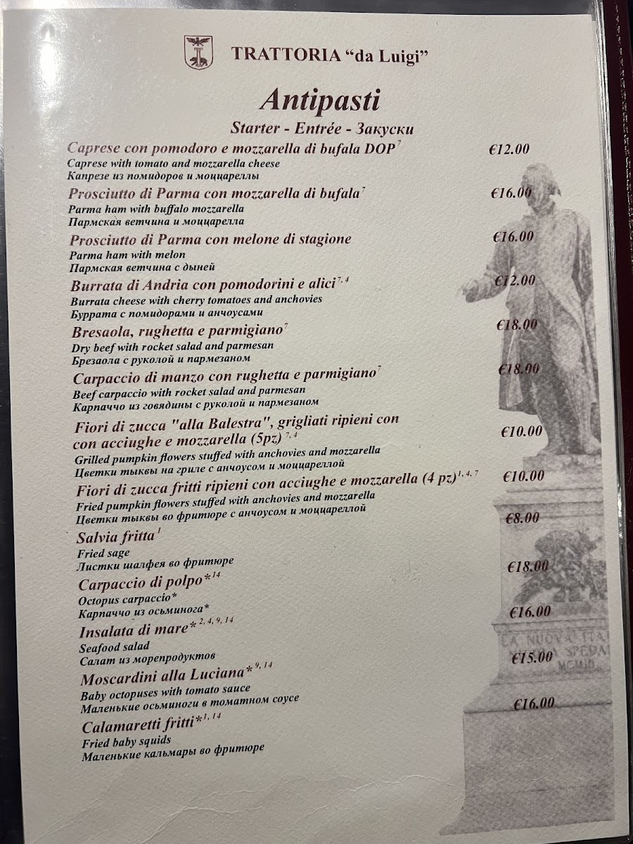 Trattoria Da Luigi Photo Menu 4