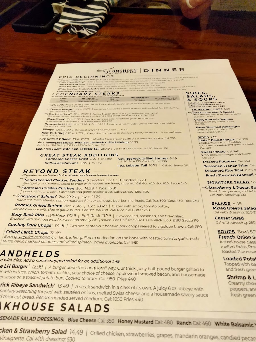 LongHorn Steakhouse Photo Menu 2
