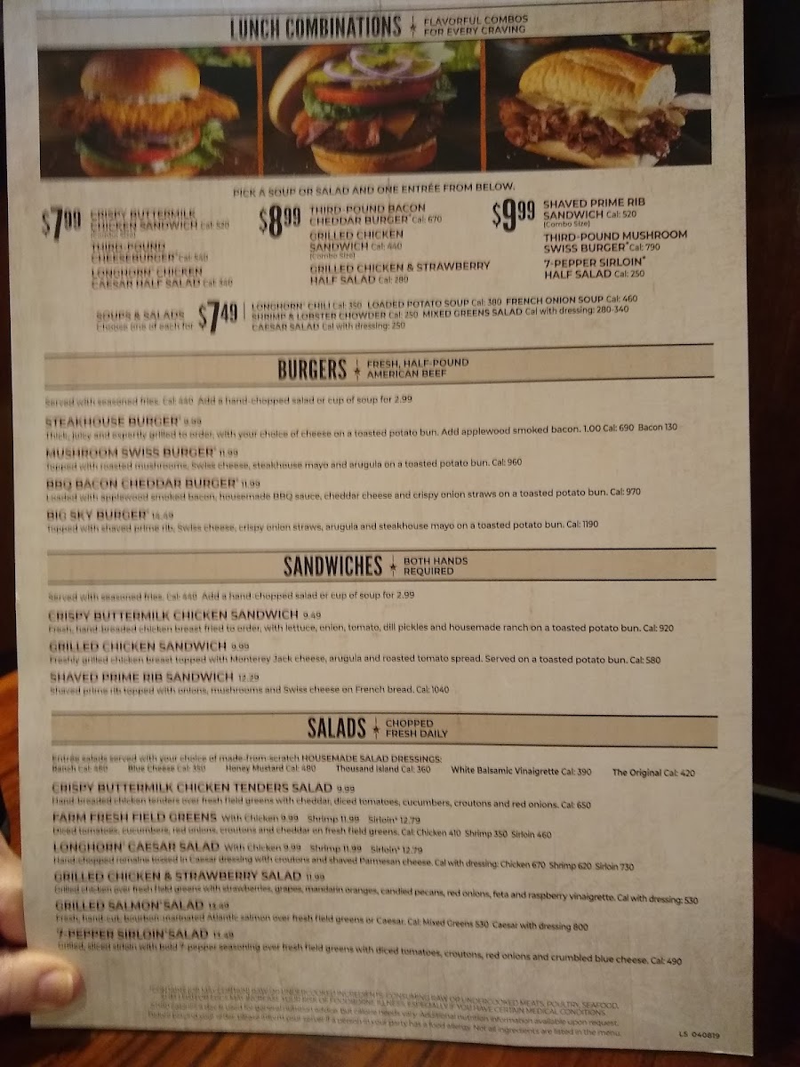 LongHorn Steakhouse Photo Menu 5