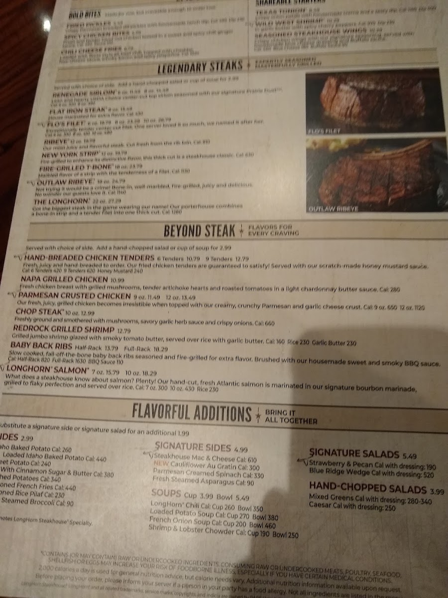 LongHorn Steakhouse Photo Menu 9