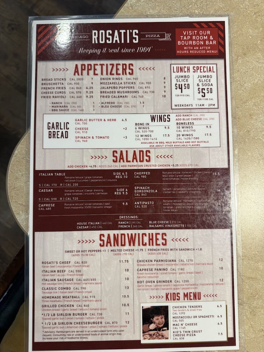Rosati's Pizza Photo Menu 2
