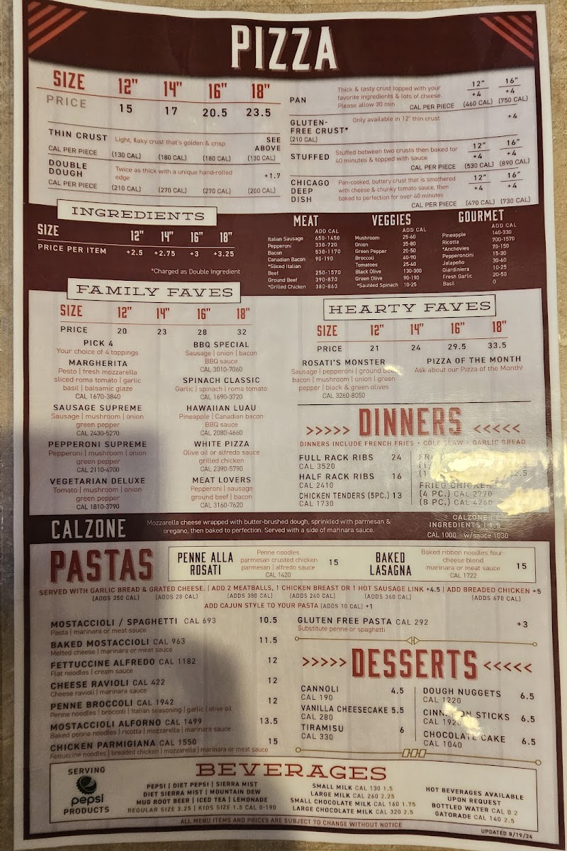 Rosati's Pizza Photo Menu 3