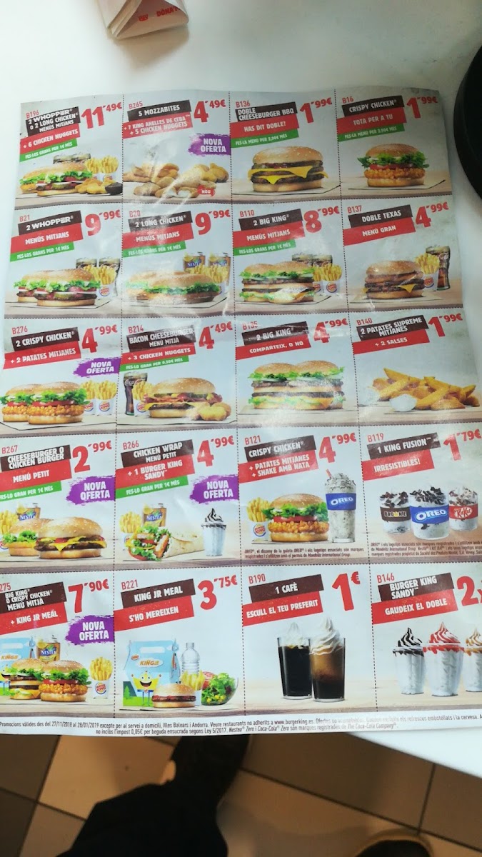 Burger King Photo Menu 1