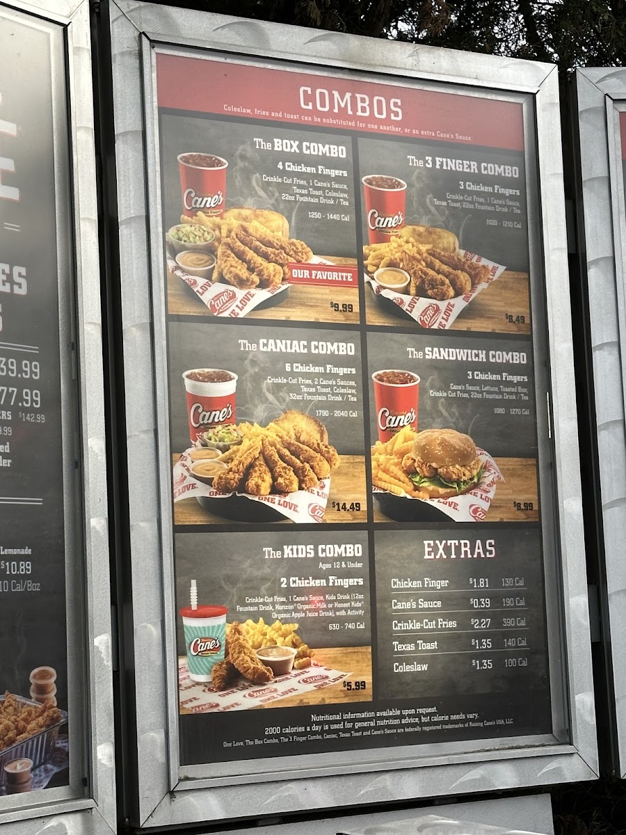 Raising Cane's Chicken Fingers Photo Menu 2