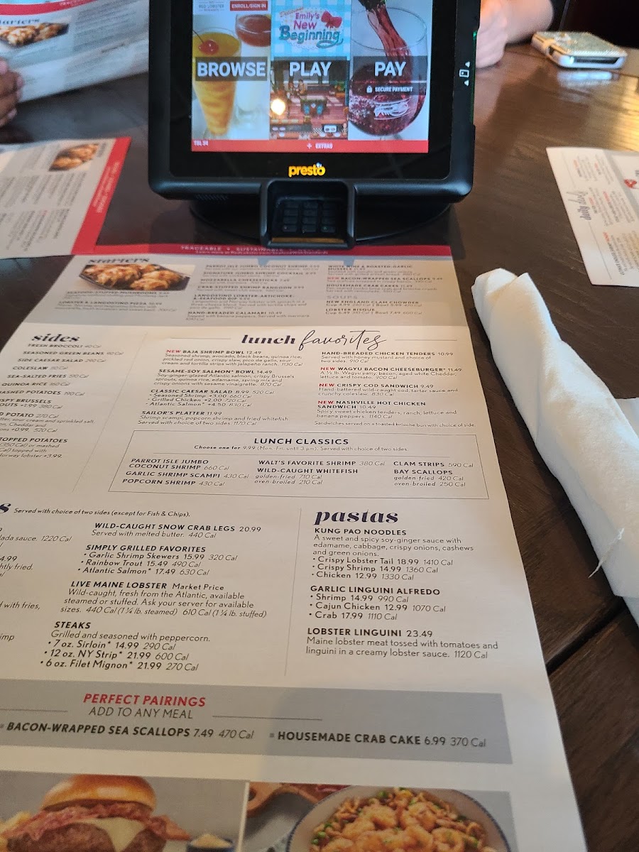 Red Lobster Photo Menu 5