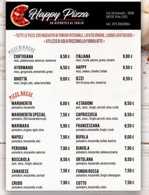 Happy Pizza Photo Menu 1