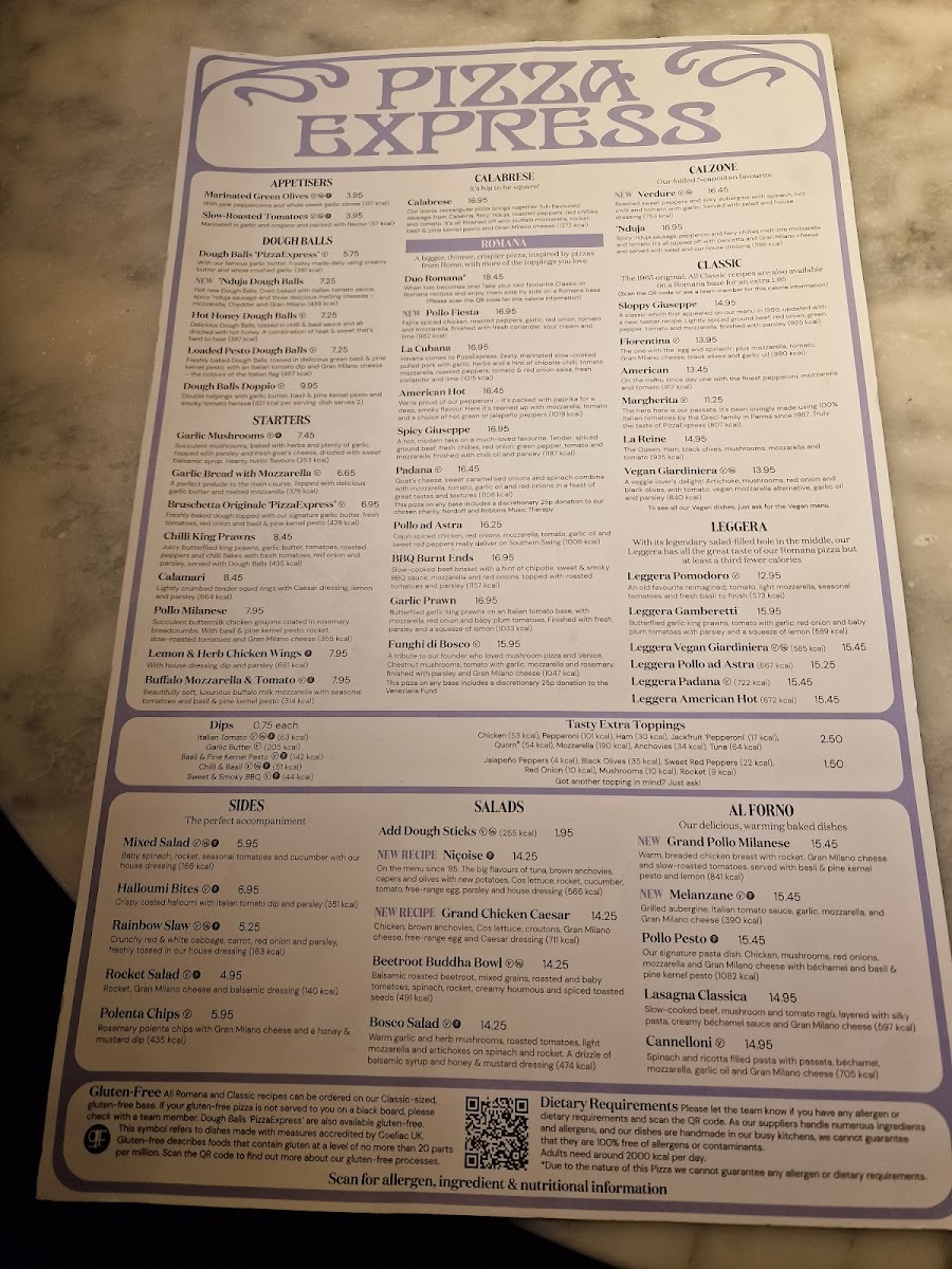 PizzaExpress Photo Menu 1