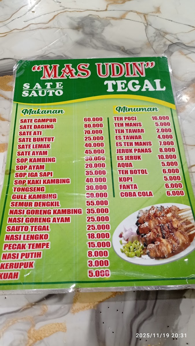 Sate Kambing Muda Tegal 'MAS UDIN' Photo Menu 10