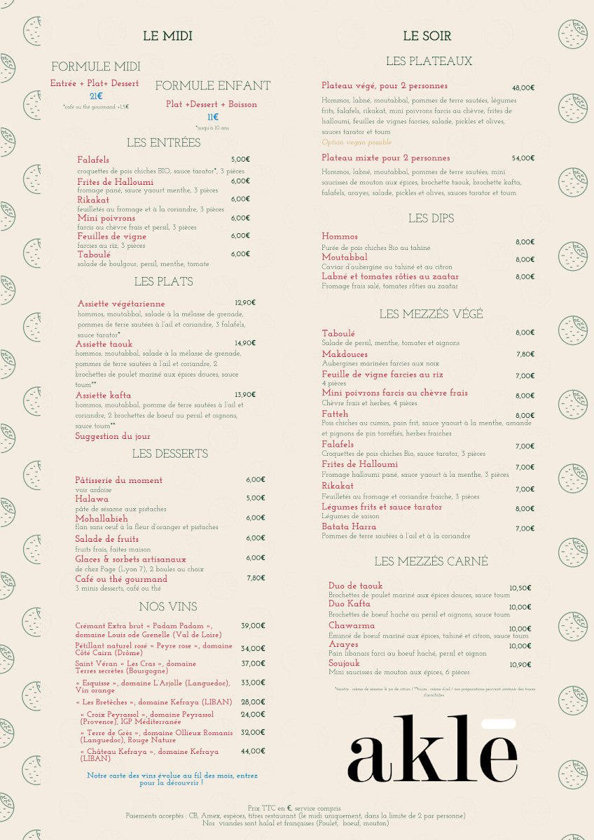 Aklé Photo Menu 1