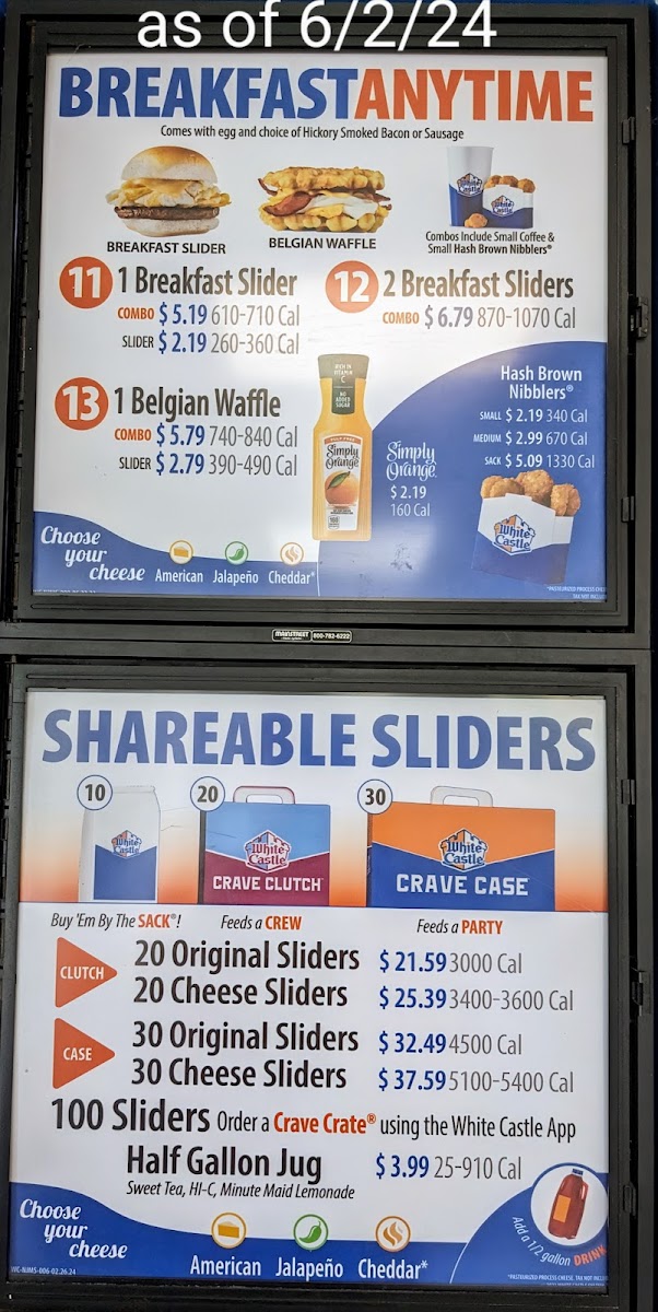 White Castle Photo Menu 2