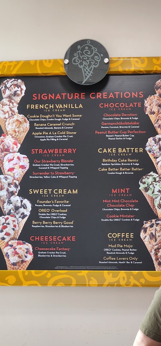 Cold Stone Creamery Photo Menu 1