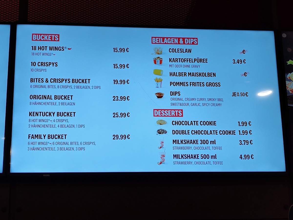 Kentucky Fried Chicken Photo Menu 1