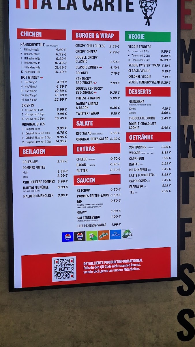 Kentucky Fried Chicken Photo Menu 2