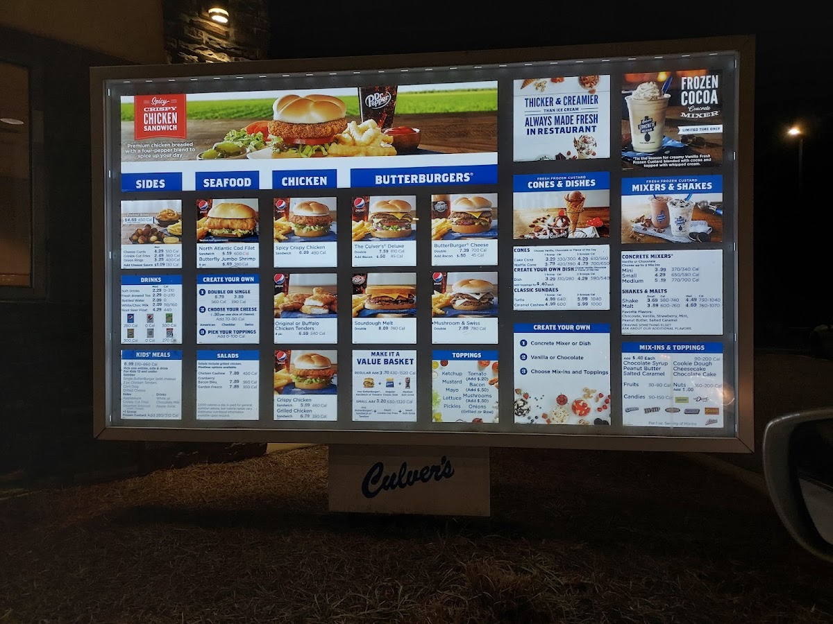 Culver’s Photo Menu 1