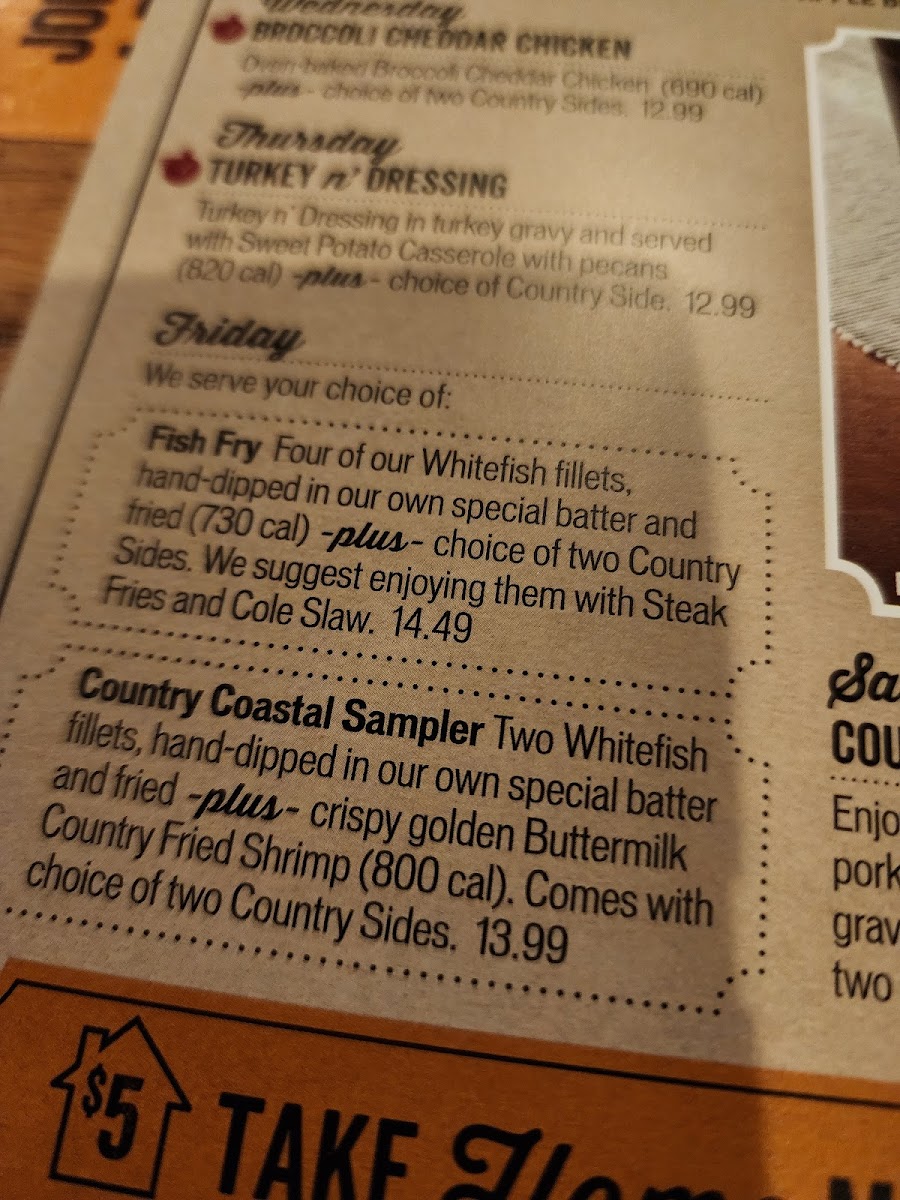 Cracker Barrel Old Country Store Photo Menu 10