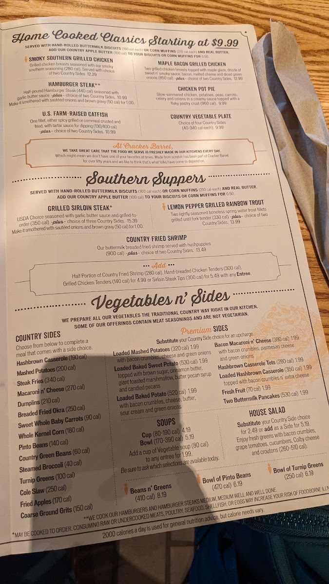 Cracker Barrel Old Country Store Photo Menu 4