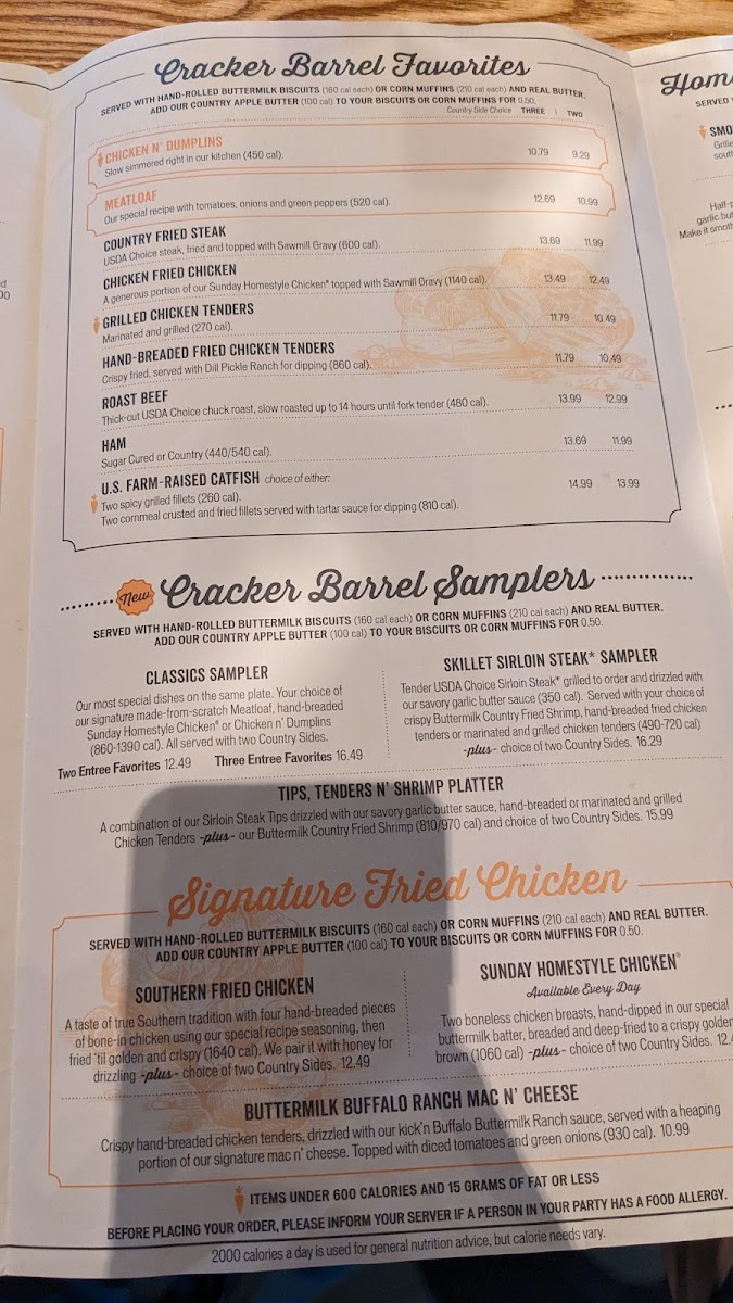 Cracker Barrel Old Country Store Photo Menu 6