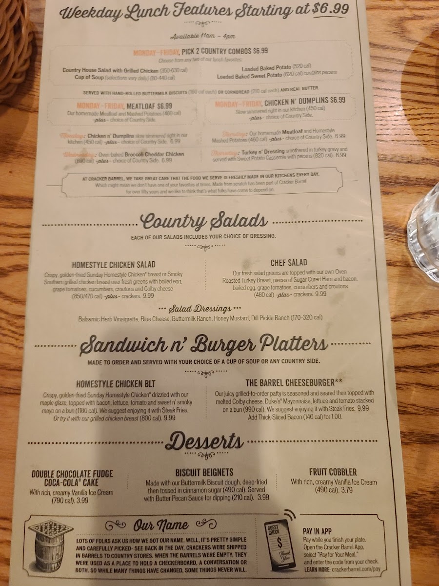 Cracker Barrel Old Country Store Photo Menu 7