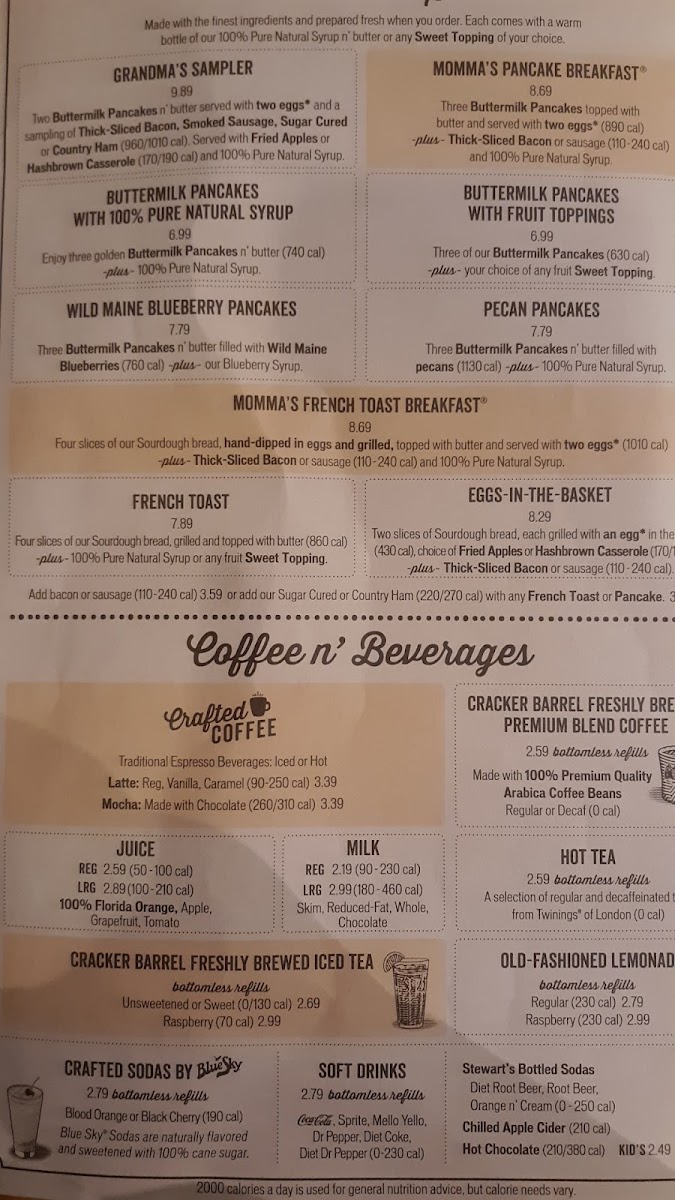 Cracker Barrel Old Country Store Photo Menu 8