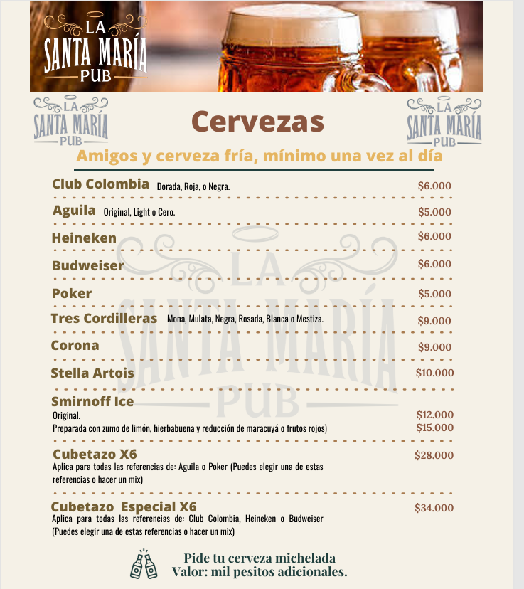 La Santa María Pub Photo Menu 10