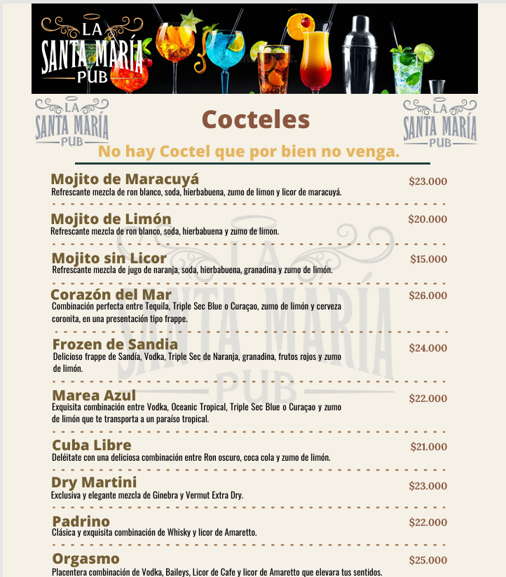 La Santa María Pub Photo Menu 6