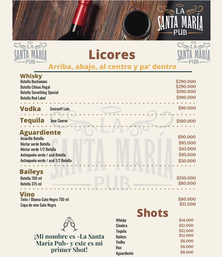 La Santa María Pub Photo Menu 9