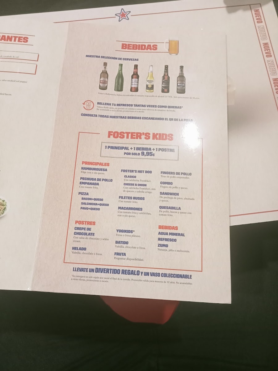 Foster's Hollywood Photo Menu 2