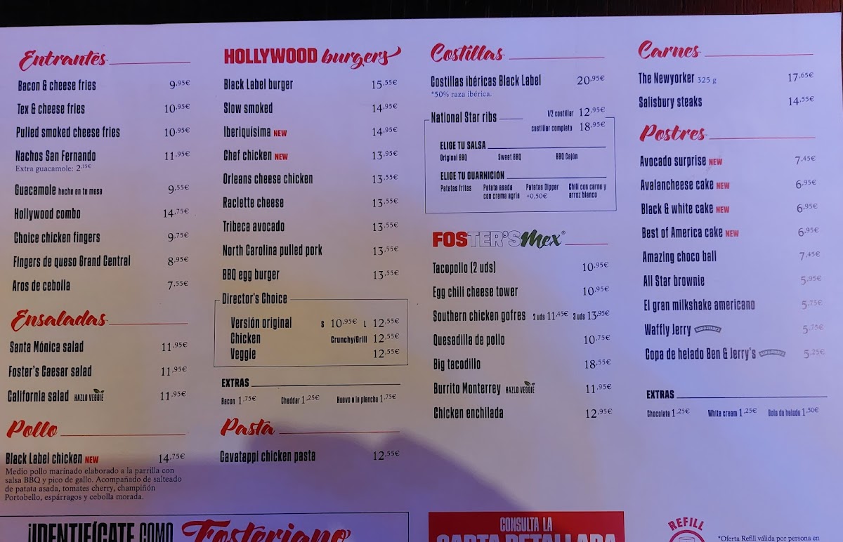Foster's Hollywood Photo Menu 5