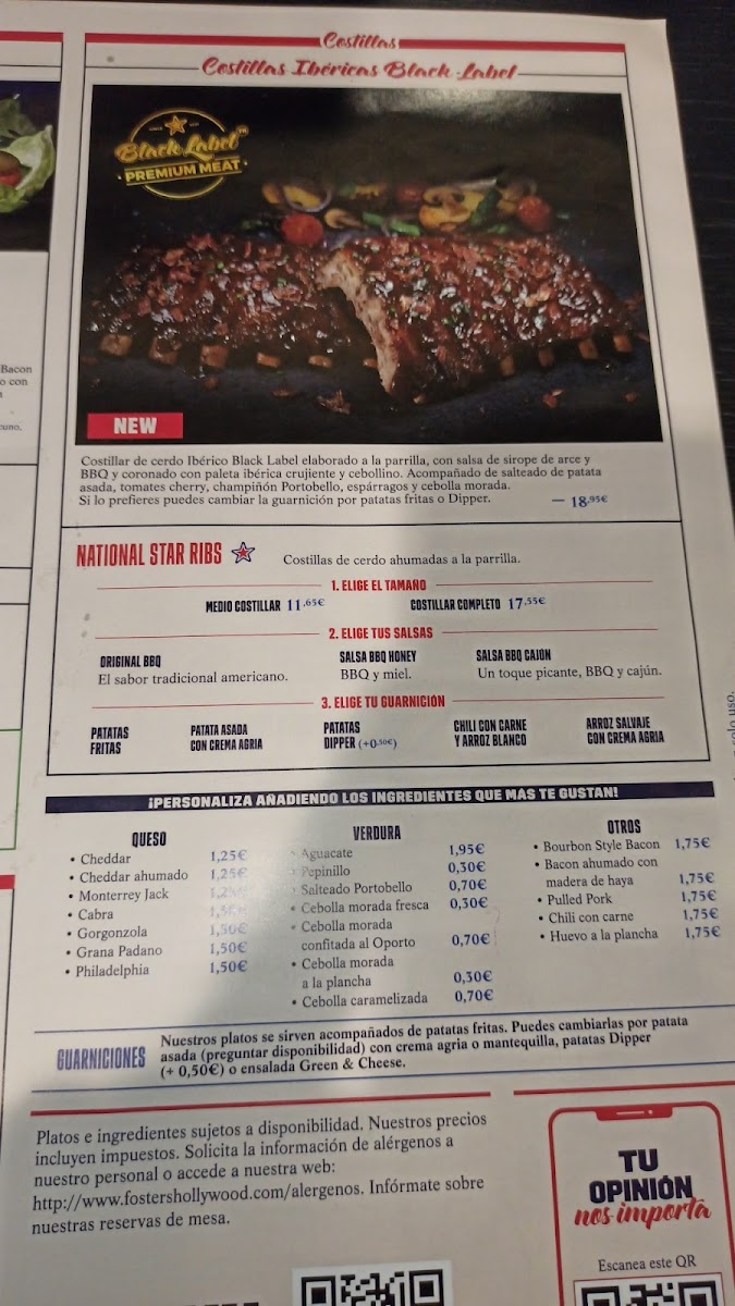 Foster's Hollywood Photo Menu 8