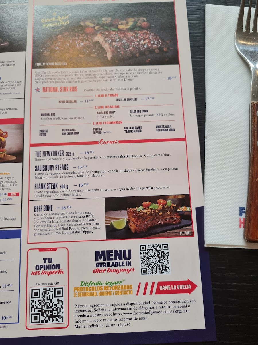 Foster's Hollywood Photo Menu 9