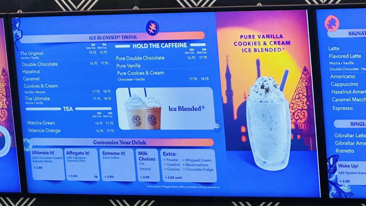 The Coffee Bean & Tea Leaf Photo Menu 1