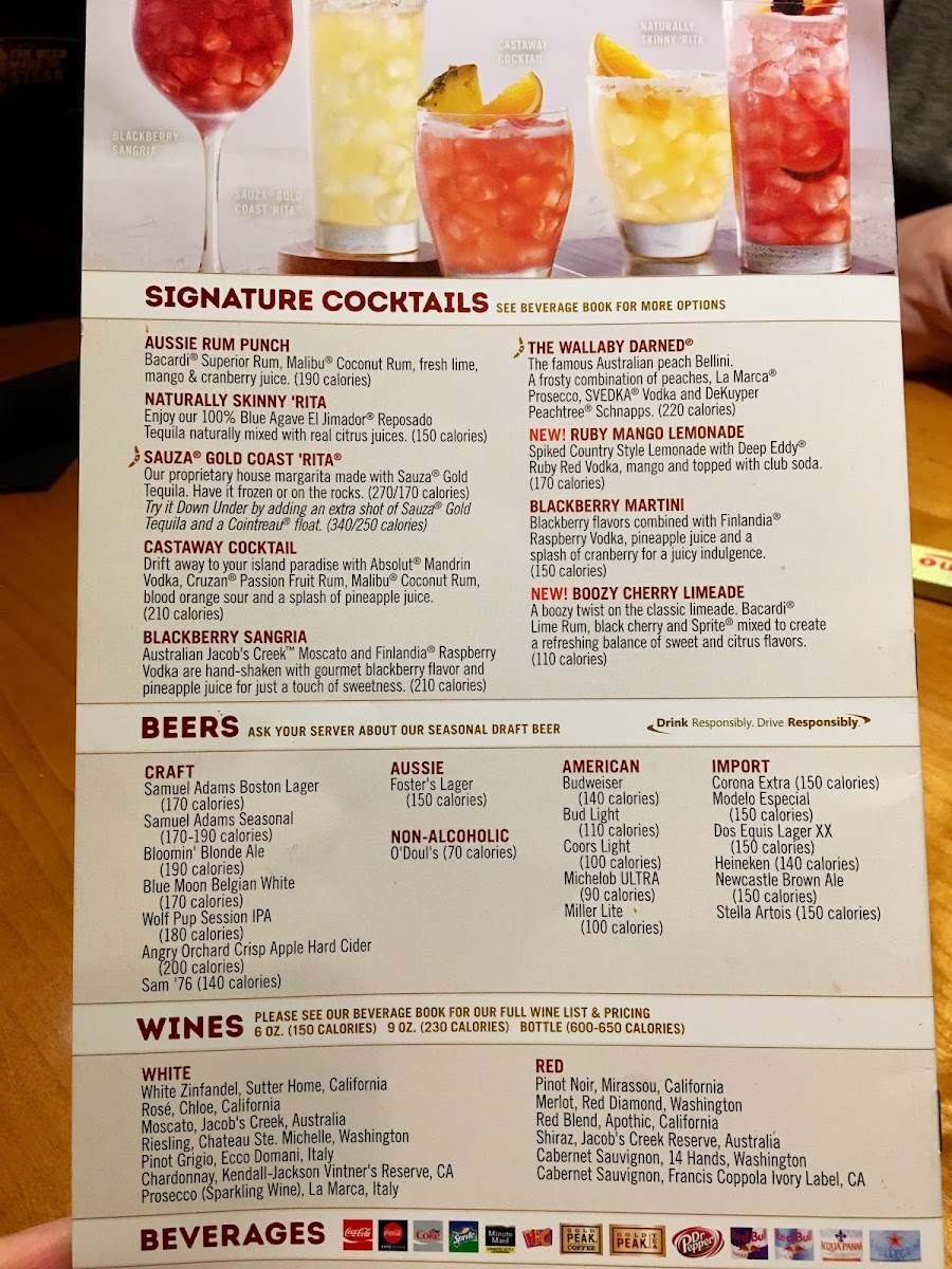 Outback Steakhouse Photo Menu 10