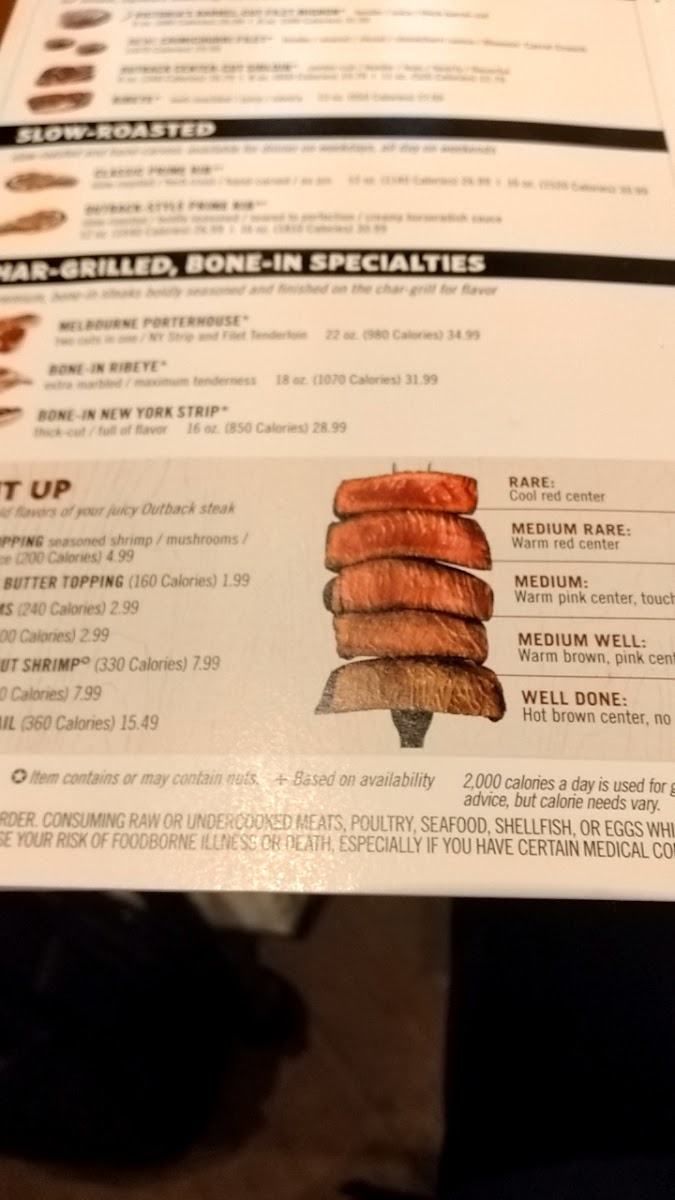 Outback Steakhouse Photo Menu 9