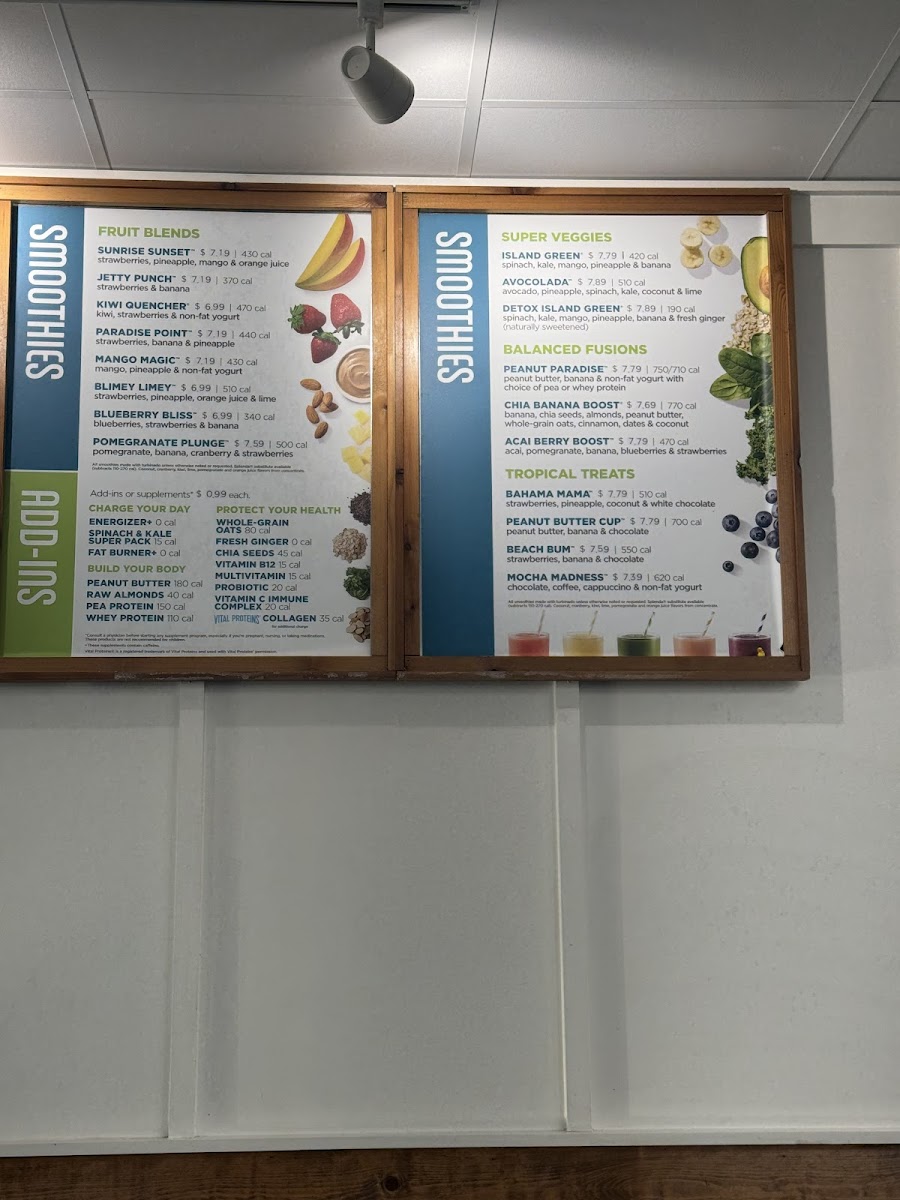 Tropical Smoothie Cafe Photo Menu 1