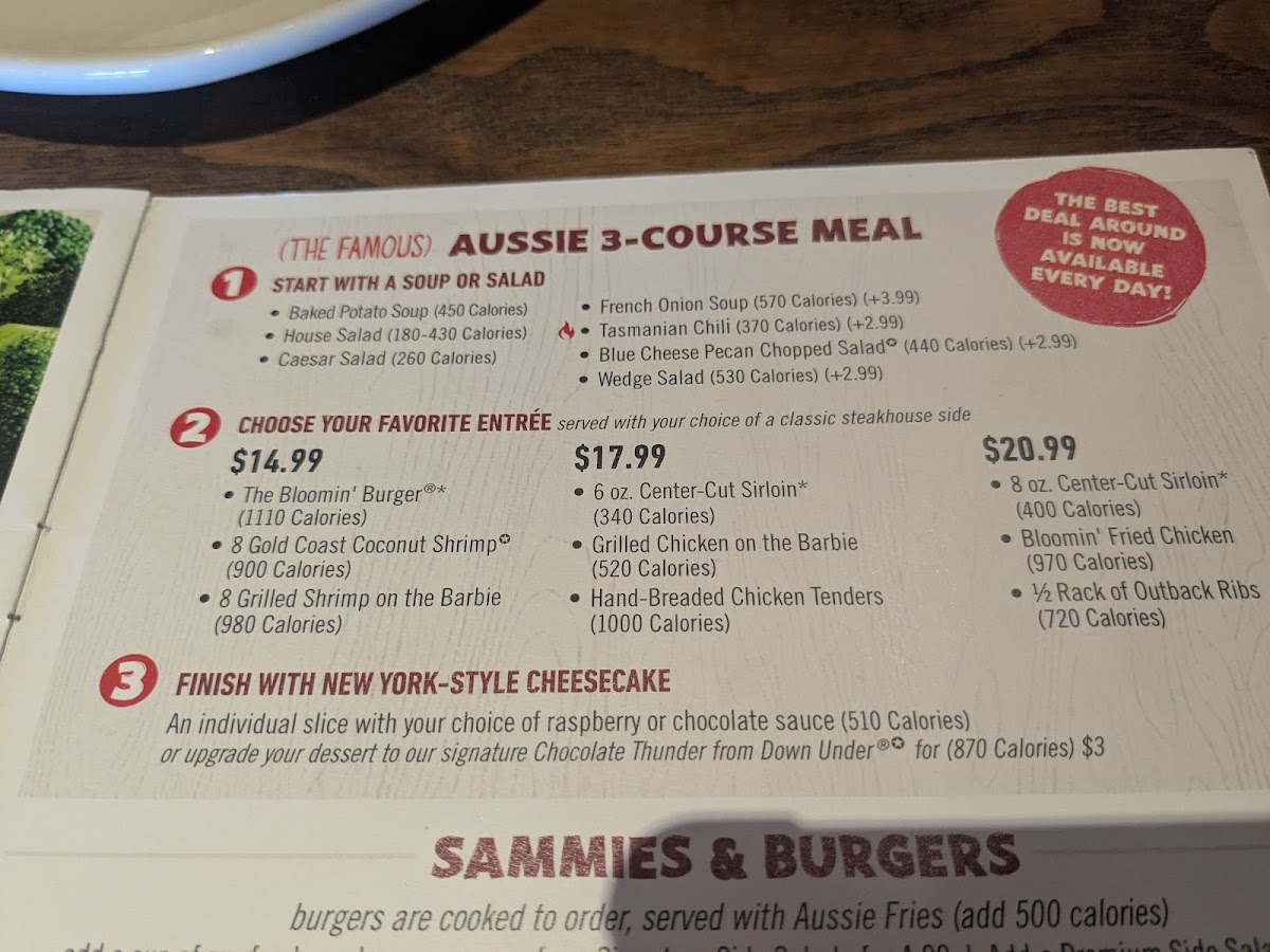 Outback Steakhouse Photo Menu 1