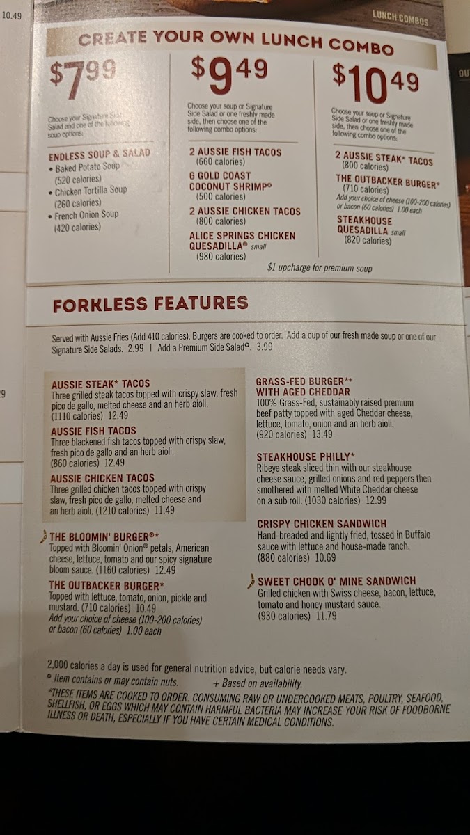 Outback Steakhouse Photo Menu 4
