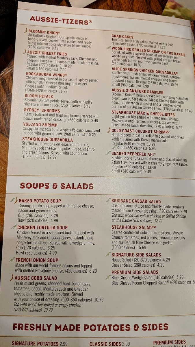 Outback Steakhouse Photo Menu 7