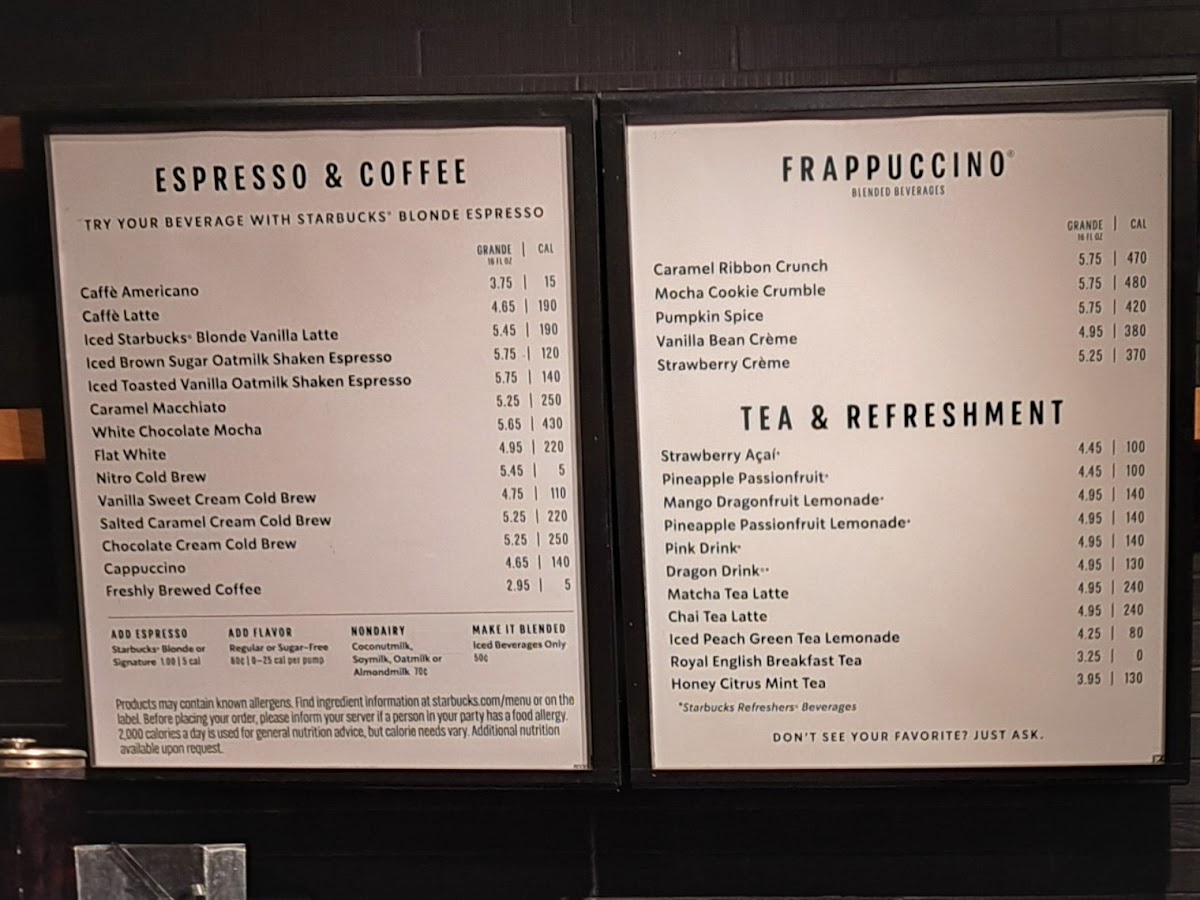 Starbucks Photo Menu 1