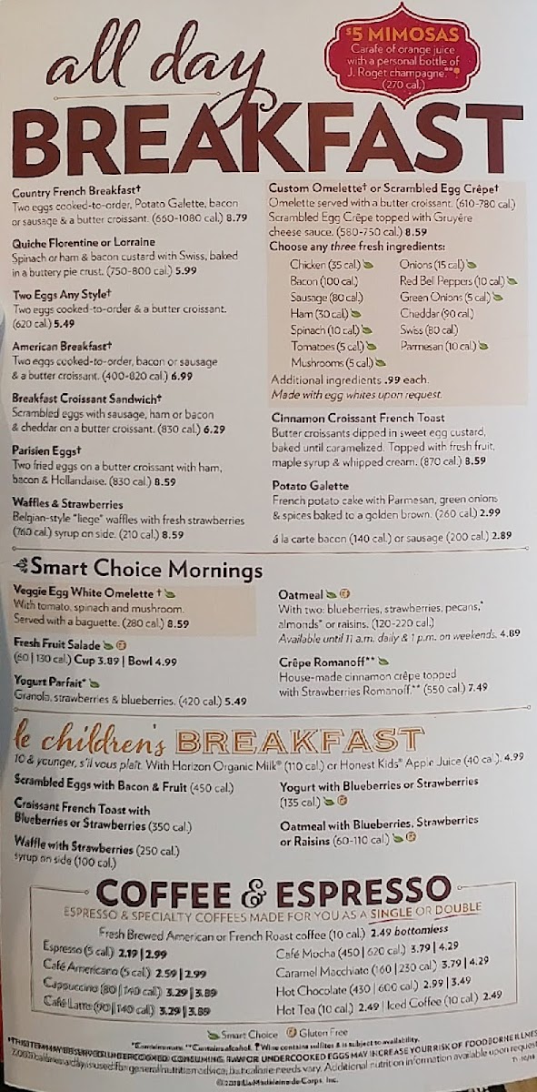 la Madeleine Photo Menu 1
