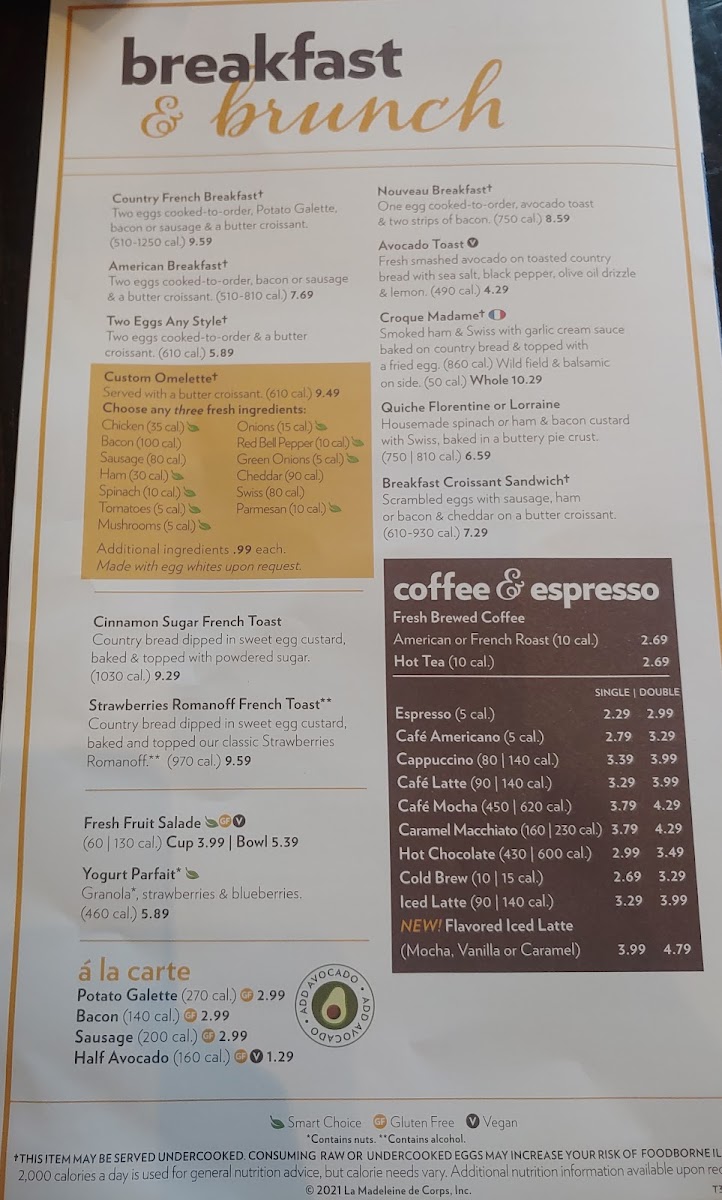la Madeleine Photo Menu 2