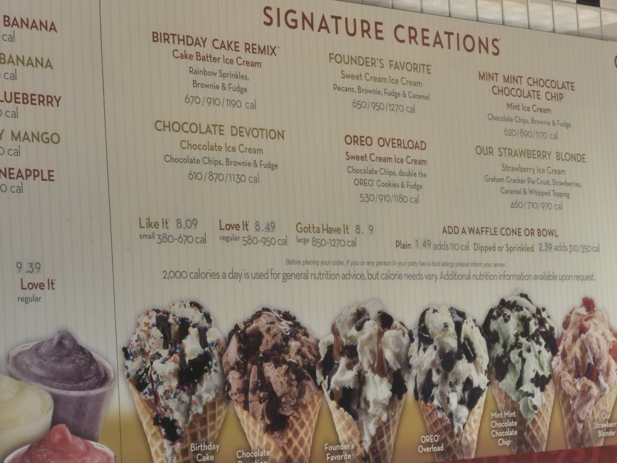 Cold Stone Creamery Photo Menu 2
