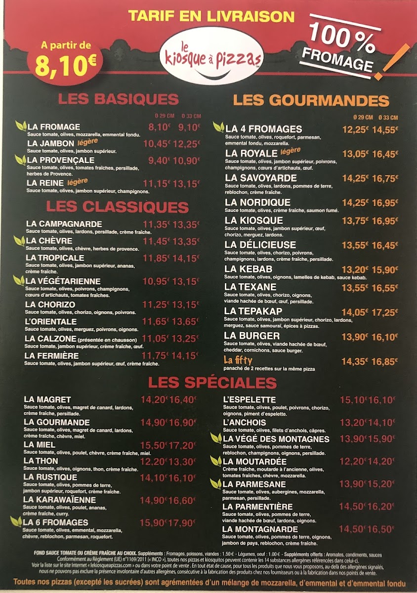 Le kiosque à pizzas Photo Menu 1