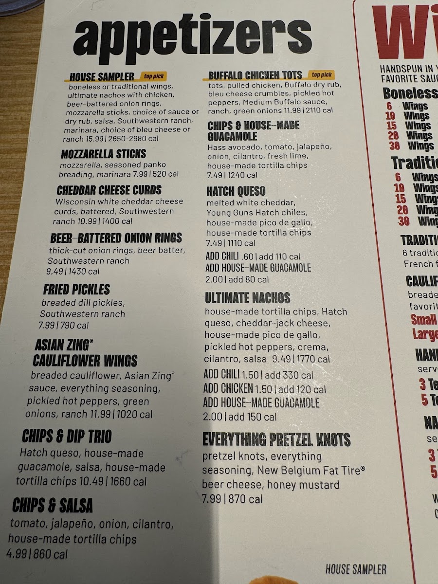 Buffalo Wild Wings Photo Menu 1