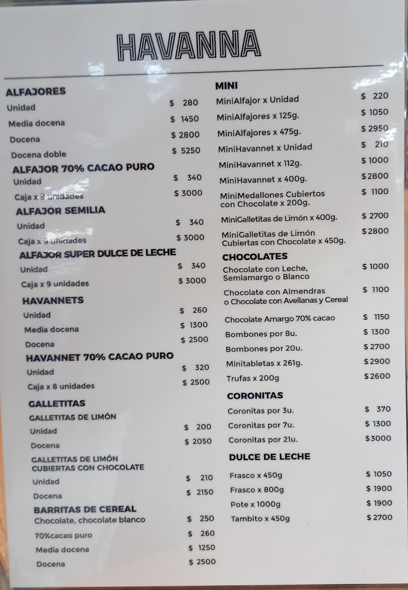 Havanna Photo Menu 2