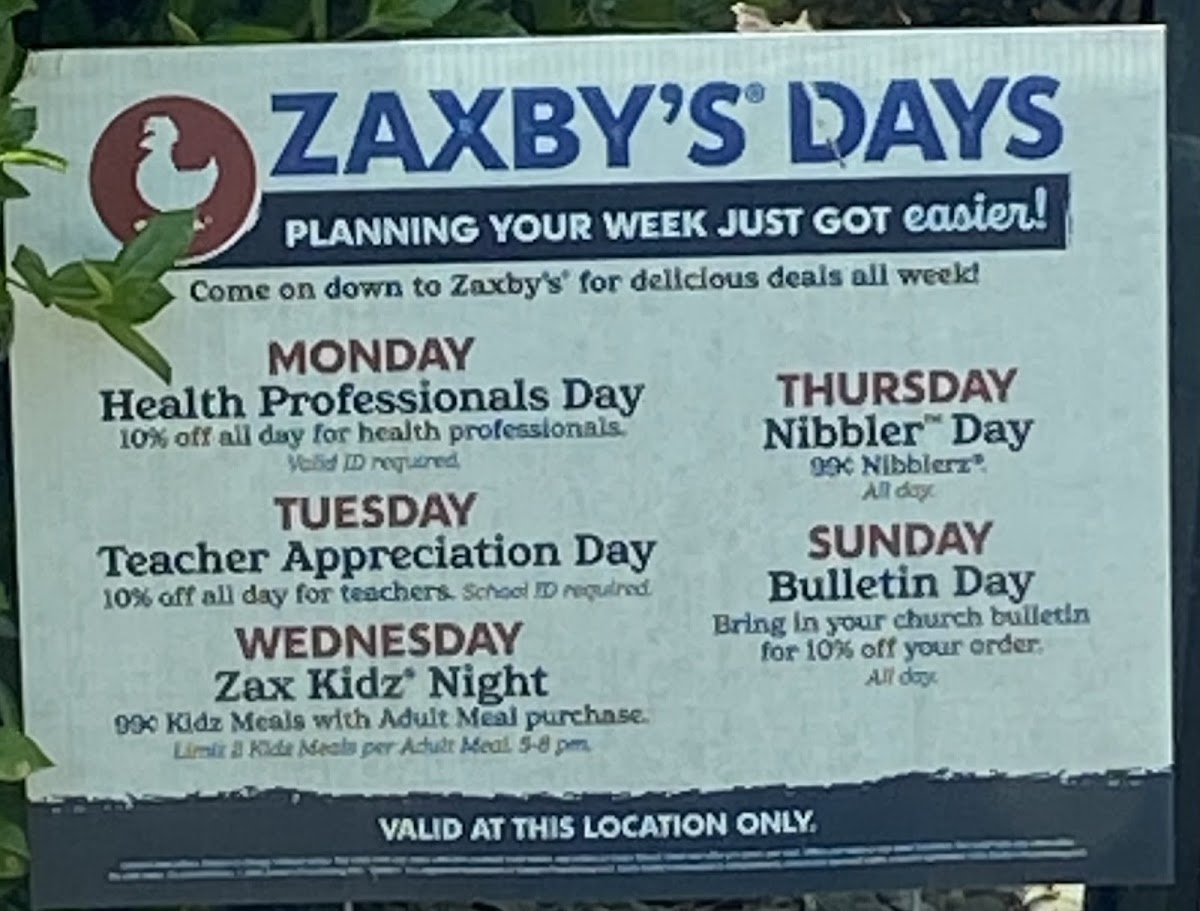 Zaxby's Chicken Fingers & Buffalo Wings Photo Menu 4