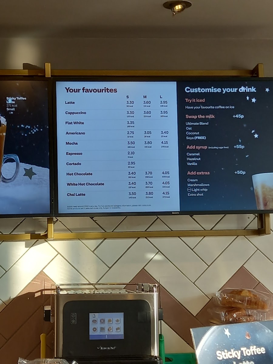 Costa Coffee Photo Menu 1
