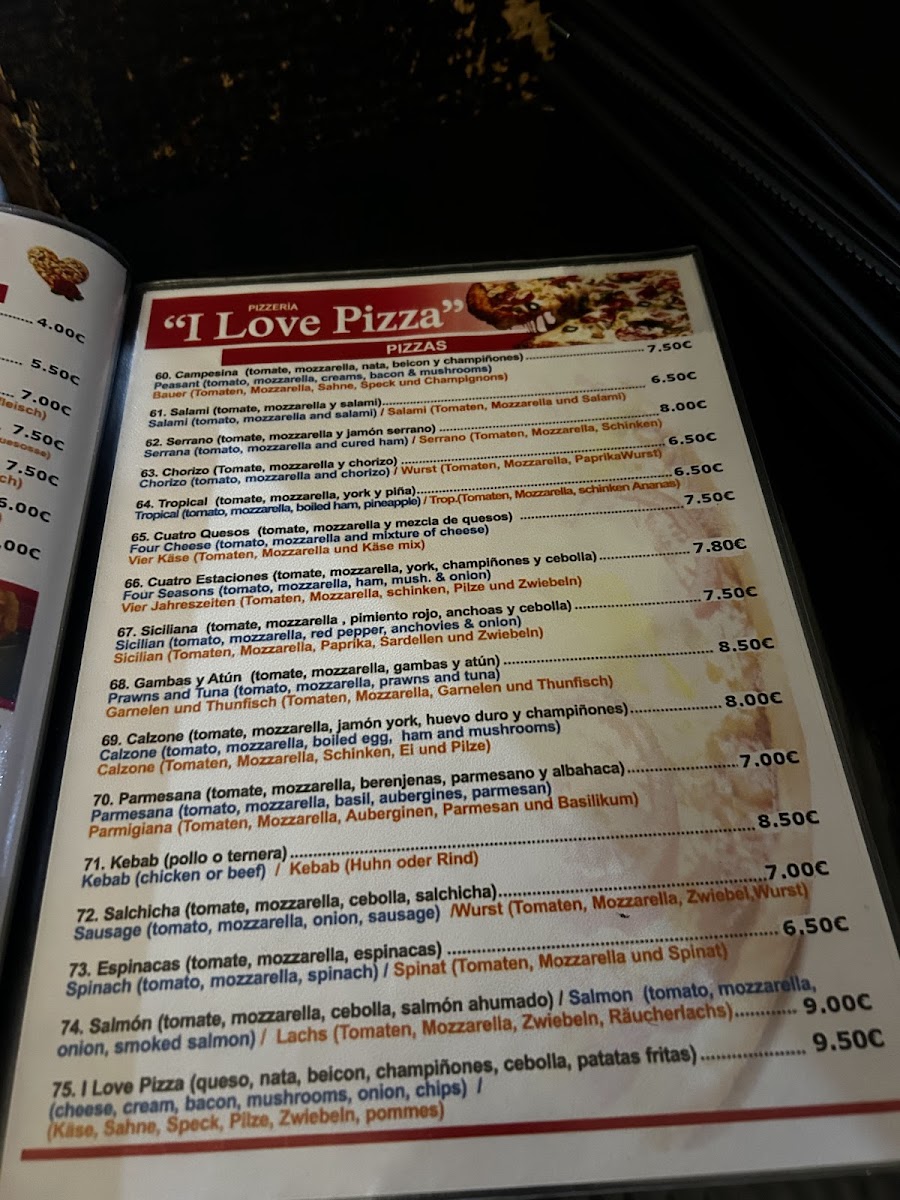 I Love Pizza Photo Menu 10